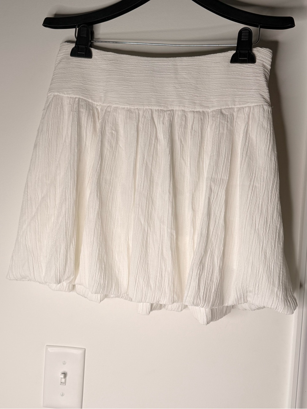 Flowy White Textured Circle Skirt